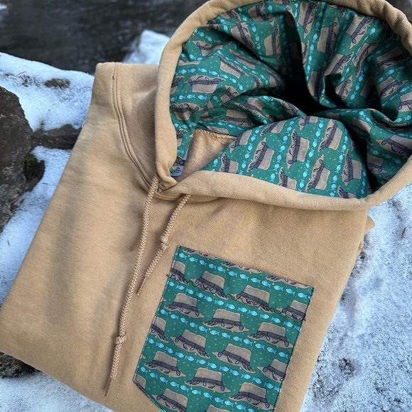 Unemployed Anglers Other - Unemployed Anglers Tan Hoodie with Patterned Lining